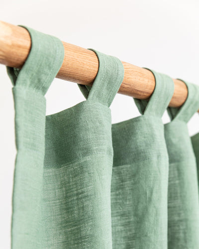 Tab top linen curtain panel (1 pcs) in Matcha green - sneakstylesanctums