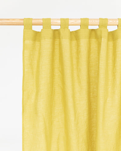 Tab top linen curtain panel (1 pcs) in Moss yellow - sneakstylesanctums