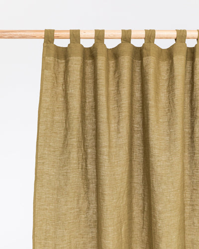 Tab top linen curtain panel (1 pcs) in Olive green - sneakstylesanctums