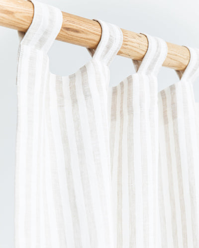 Tab top linen curtain panel (1 pcs) in Striped in natural - sneakstylesanctums