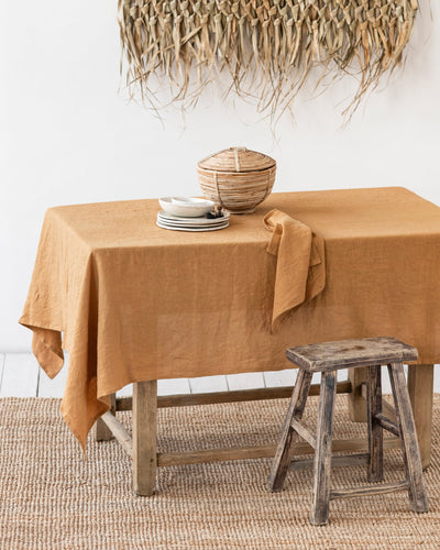Tan Linen tablecloth - sneakstylesanctums