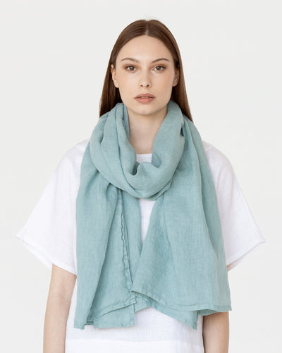 Teal blue linen scarf - sneakstylesanctums