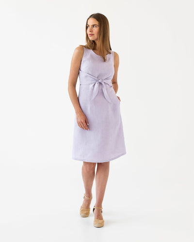 Tie-front linen dress EDEN in Lilac - sneakstylesanctums