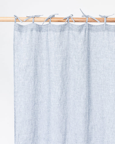 Tie top linen curtain panel (1 pcs) in Blue melange - sneakstylesanctums