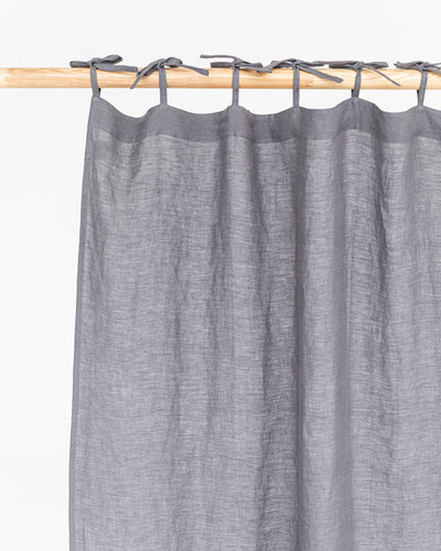 Tie top linen curtain panel (1 pcs) in Charcoal gray - sneakstylesanctums