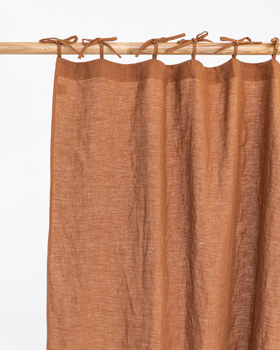 Tie top linen curtain panel (1 pcs) in Cinnamon - sneakstylesanctums