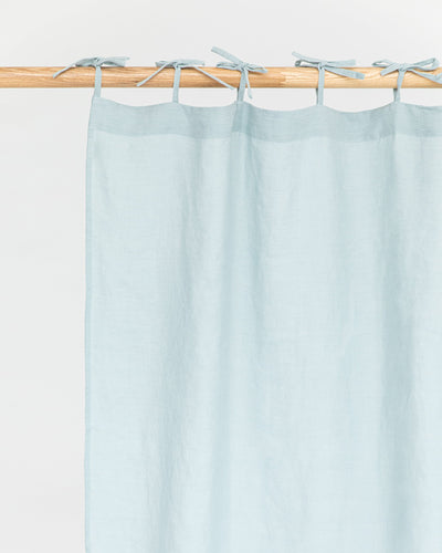 Tie top linen curtain panel (1 pcs) in Dusty blue - sneakstylesanctums