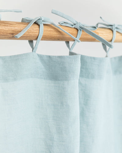 Tie top linen curtain panel (1 pcs) in Dusty blue - sneakstylesanctums
