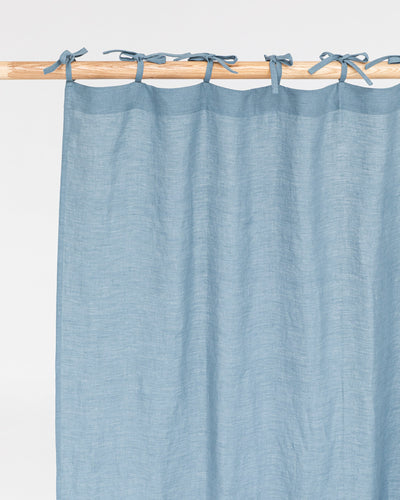 Tie top linen curtain panel (1 pcs) in Gray blue - sneakstylesanctums