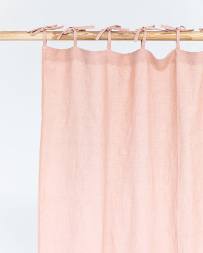 Tie top linen curtain panel (1 pcs) in Peach - sneakstylesanctums