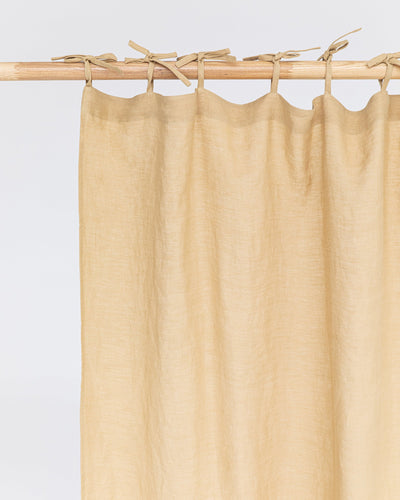 Tie top linen curtain panel (1 pcs) in Sandy beige - sneakstylesanctums