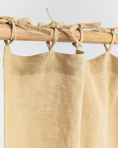Tie top linen curtain panel (1 pcs) in Sandy beige - sneakstylesanctums