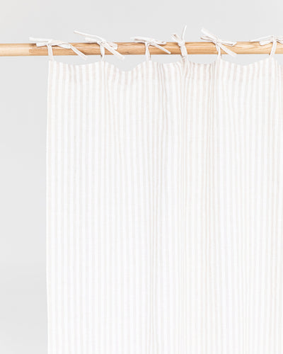 Tie top linen curtain panel (1 pcs) in Striped in natural - sneakstylesanctums