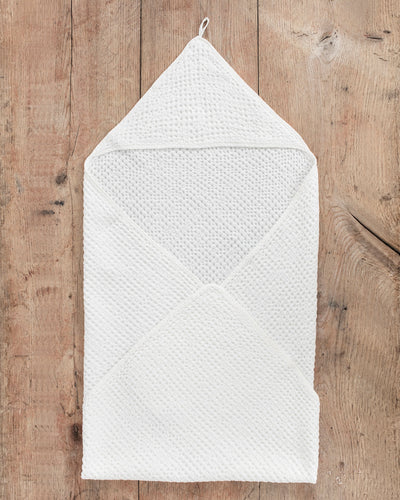 Hooded waffle baby towel in White - sneakstylesanctums