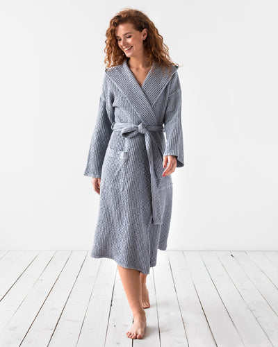 Women's waffle robe in Light gray - sneakstylesanctums