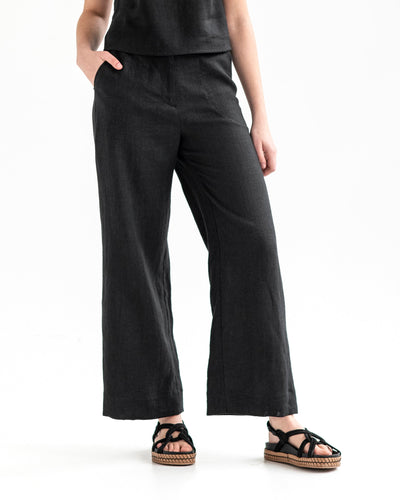 Wide linen pants BANFF in black - sneakstylesanctums