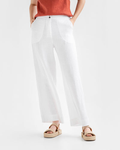 Wide linen pants BANFF in white - sneakstylesanctums