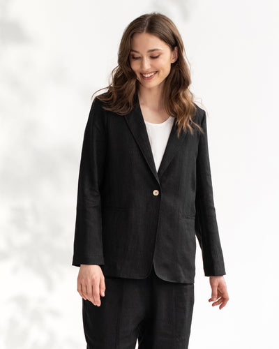 Women's linen blazer PLACID in black - sneakstylesanctums