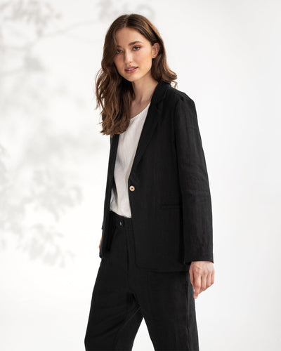 Women's linen blazer PLACID in black - sneakstylesanctums