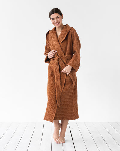Women's waffle robe in Cinnamon - sneakstylesanctums