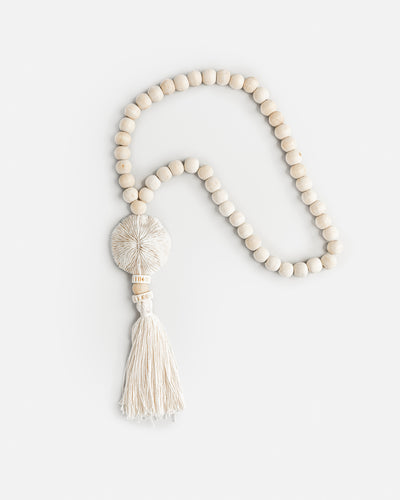 Wooden beaded tassel with white shell - sneakstylesanctums