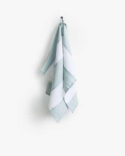 Zero-waste striped linen tea towel in Dusty blue - sneakstylesanctums