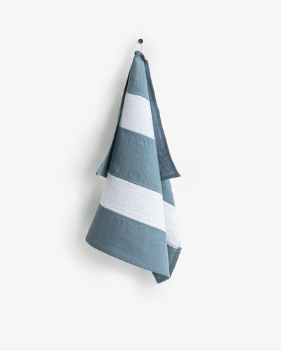 Zero-waste striped linen tea towel in Gray blue - sneakstylesanctums