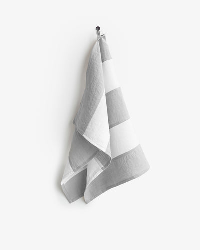 Zero-waste striped linen tea towel in Light gray - sneakstylesanctums