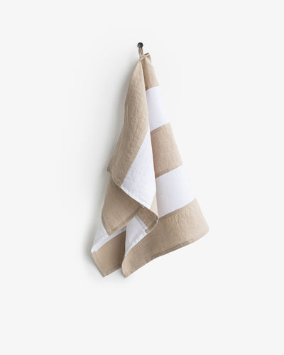 Zero-waste striped linen tea towel in Natural linen - sneakstylesanctums