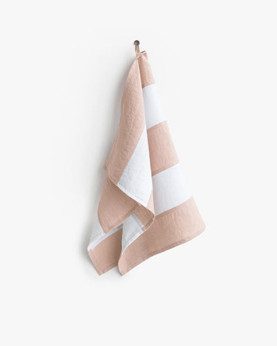 Zero-waste striped linen tea towel in Peach - sneakstylesanctums